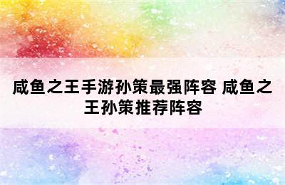 咸鱼之王手游孙策最强阵容 咸鱼之王孙策推荐阵容